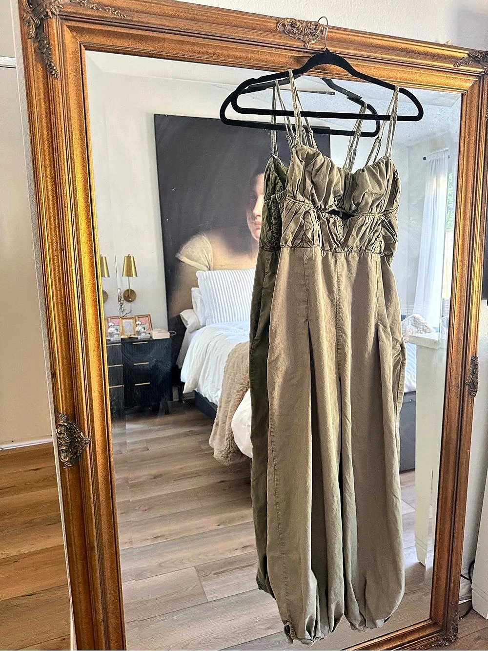Free People Ruched Wide Leg Jumpsuit in Brown Size Small